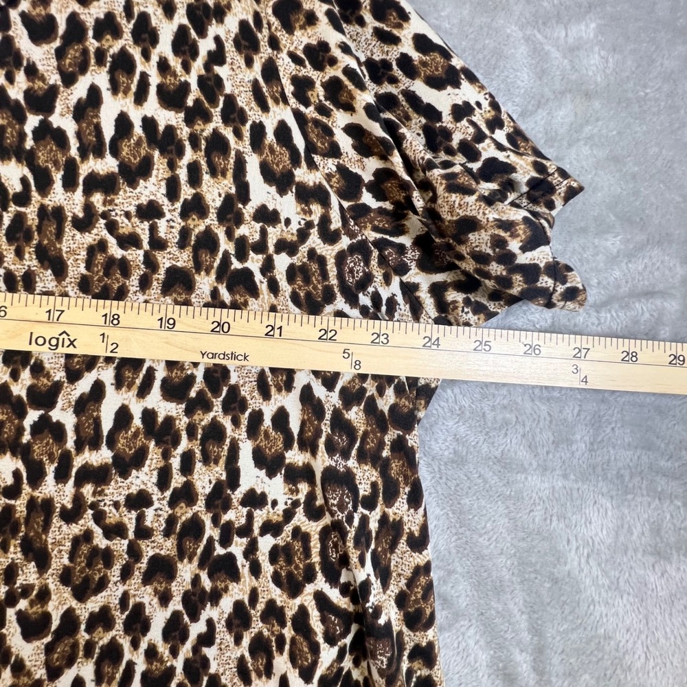 MONNURO Leopard Print Tunic Swing Top Dress 3X Short Sleeve A-Line Casual - Picture 5 of 8